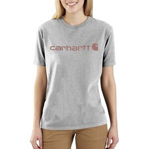 Carhartt Women's T‎ Shirt Core Logo Size XS short Sleeve Heather Grey Cotton New